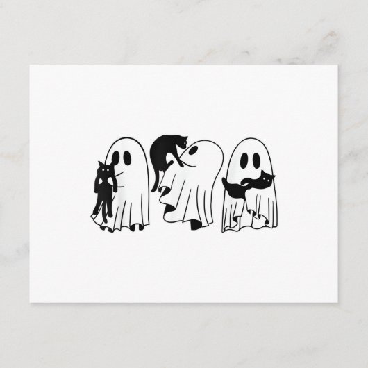 Ghost Holding Black Cat Funny Halloween Cat Lovers Informatiekaartje (Voorkant)