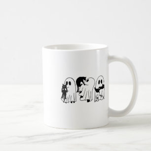 Ghost Holding Black Cat Funny Halloween Cat Lovers Koffiemok
