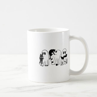 Ghost Holding Black Cat Funny Halloween Cat Lovers Koffiemok