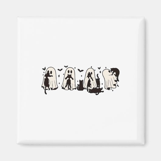 Ghost Holding Black Cat Funny Halloween Cat Lovers Magneet (Voorkant)