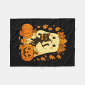 Ghost Holding Black Cat Halloween Pumpkins Autumn  Fleece Deken (Voorkant (Horizontaal))