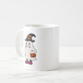 Ghost holding pumpkin and wearing witch hat koffiemok (Voorkant links)