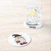 Ghost holding pumpkin and wearing witch hat ronde kartonnen onderzetter (Insitu)