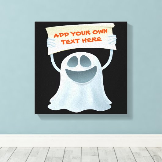 Ghost holding text canvas afdruk (Insitu (Houten vloer))