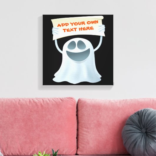 Ghost holding text canvas afdruk (Insitu (Woonkamer))