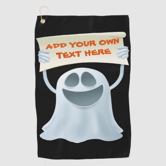 Ghost holding text golfhanddoek (Voorkant)