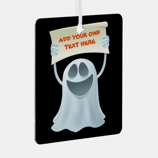Ghost holding text metalen ornament (Voorkant Rechts)