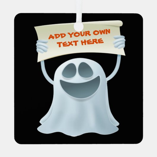 Ghost holding text metalen ornament (Achterkant)