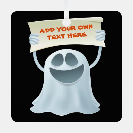 Ghost holding text metalen ornament (Voorkant)