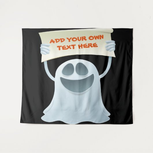 Ghost holding text wandkleed (Voorkant (horizontaal))
