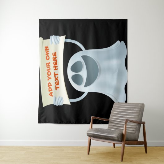 Ghost holding text wandkleed (In situ)