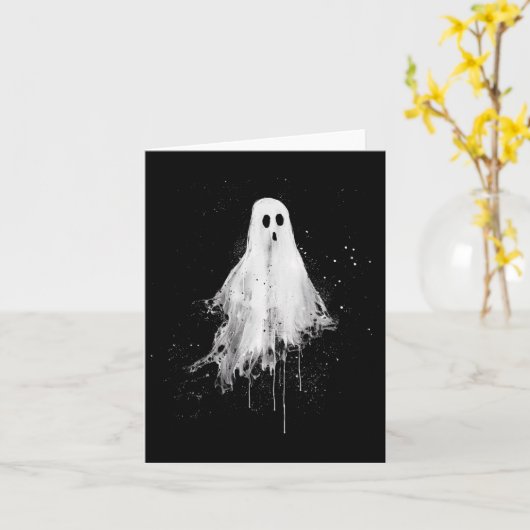 Ghost Horror Spooky Enge Halloween Gothic Alt Ghou Kaart (Gele Bloem)