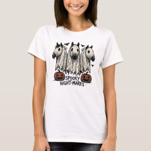 Ghost Horse Kostuum, Halloween Spooky Art, Pompoen T-shirt