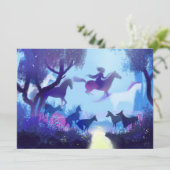 Ghost Horses in het nachtbos Feestdagenkaart (Staand voorkant)