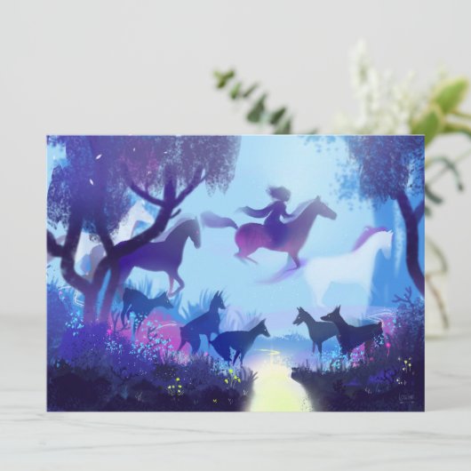 Ghost Horses in het nachtbos Feestdagenkaart (Staand voorkant)