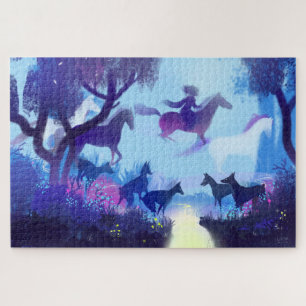 Ghost Horses in het nachtbos Legpuzzel
