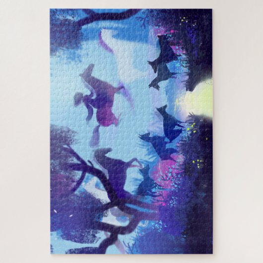 Ghost Horses in het nachtbos Legpuzzel (Verticaal)