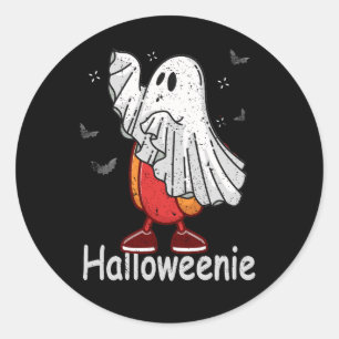 Ghost Hot Dog Braweenie Costume Funny Food Hallo Ronde Sticker