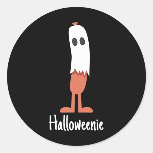 Ghost Hot Dog Halloweenie Kostuum Fun Food Hallowe Ronde Sticker (Voorkant)