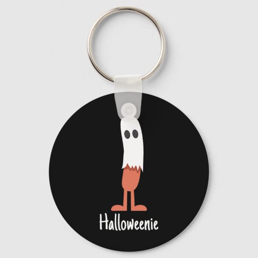 Ghost Hot Dog Halloweenie Kostuum Fun Food Hallowe Sleutelhanger (Voorkant)