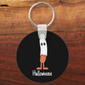 Ghost Hot Dog Halloweenie Kostuum Fun Food Hallowe Sleutelhanger (Voorkant)