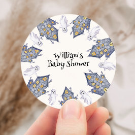 Ghost House Halloween Baby shower Ronde Sticker