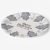 Ghost House Happy Halloween Aangepaste familienaam Papieren Bordje (Gekanteld)