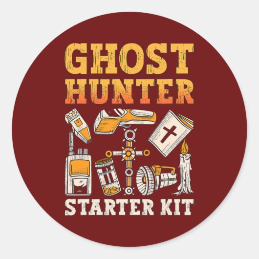 Ghost Hunter Starter Kit Paranormal Hunting Ghost Ronde Sticker (Voorkant)