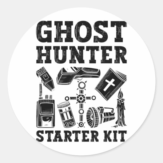 Ghost Hunter Starter Kit Paranormal Ronde Sticker (Voorkant)