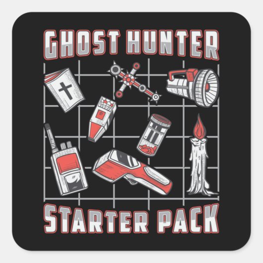 Ghost Hunter Starter Pack Paranormal Ghost Hunting Vierkante Sticker (Voorkant)