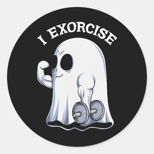 Ghost I Exorcize Fun Gym Oefening Workout Spooky H Ronde Sticker (Voorkant)