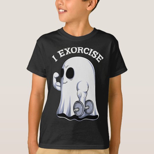 Ghost I Exorcize Fun Gym Oefening Workout Spooky H T-shirt (Voorkant)