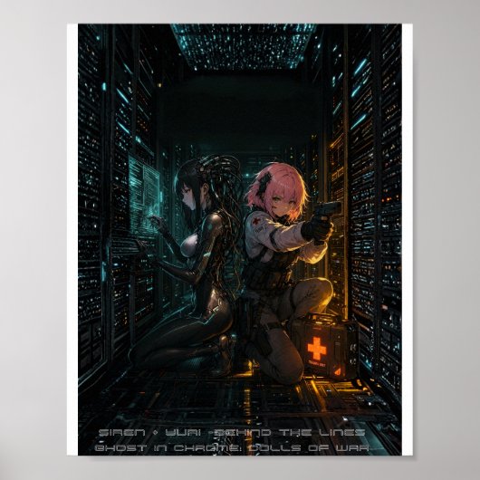 Ghost in Chrome Cyberpunk Anime Poster (Voorkant)