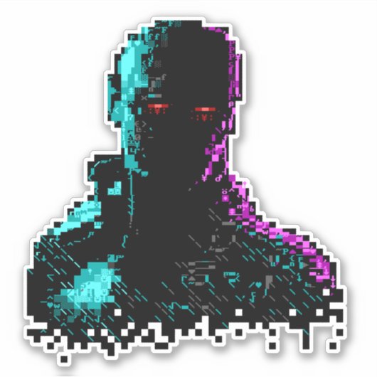 Ghost in de Kunst van de ASCII van Wires Sticker (Voorkant)
