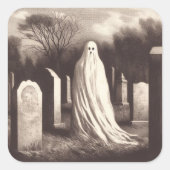Ghost in Graveyard Illustratie Sticker (Voorkant)