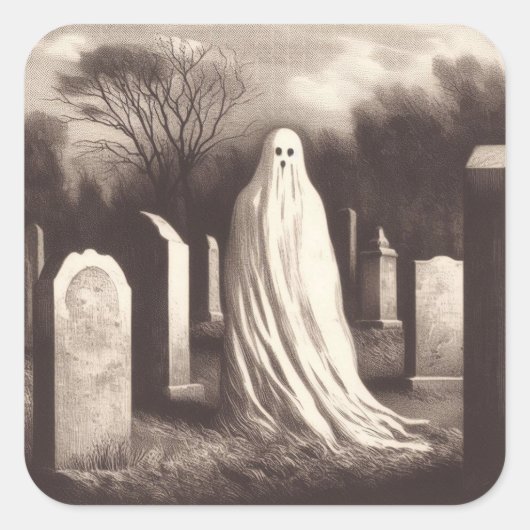 Ghost in Graveyard  Illustratie Sticker (Voorkant)