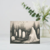Ghost in Graveyard Spooky  Illustratie Briefkaart (Staand voorkant)
