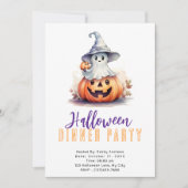 Ghost in Grey Witches Pet Halloween Dinner Party Kaart (Voorkant)