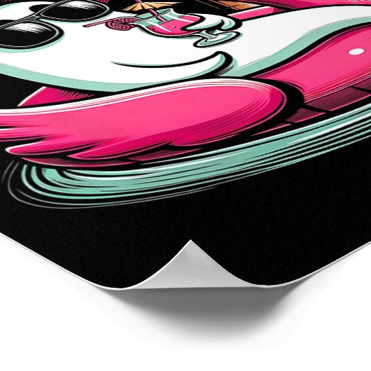Ghost in Lifebuoy Flamingo op een zwembad Float Su Poster (Hoek)