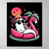Ghost in Lifebuoy Flamingo op een zwembad Float Su Poster (Voorkant)