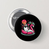 Ghost in Lifebuoy Flamingo op een zwembad Float Su Ronde Button 5,7 Cm (Voorkant /achterkant)