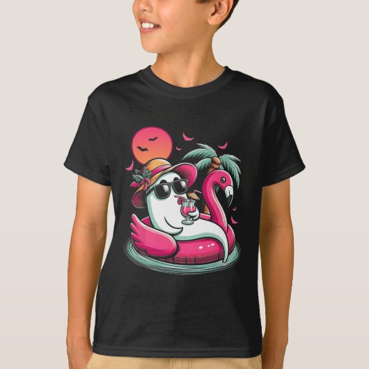 Ghost in Lifebuoy Flamingo op een zwembad Float Su T-shirt (Voorkant)