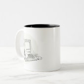 Ghost in mijn machine "Ancient Mac"-Mok Tweekleurige Koffiemok (Voorkant links)