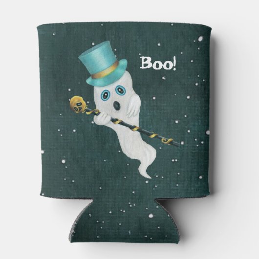 Ghost in Night Sky top Hat Skull Cane Blikjeskoeler (Achterkant)