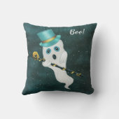 Ghost in Night Sky Top Hat Skull Cane Kussen (Achterkant)