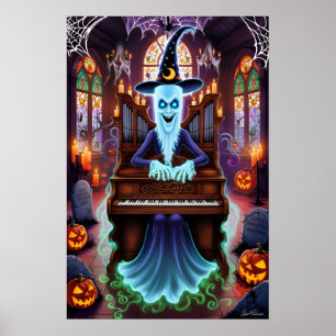 Ghost in orgel glas in lood poster
