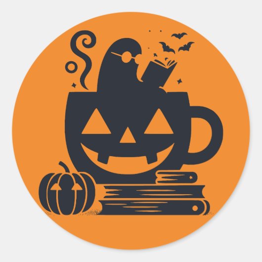 Ghost in Pumpkin Mok Sticker (Voorkant)
