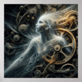 Ghost in the Machine: Een Steampunk Abstracte Kuns Poster (Voorkant)