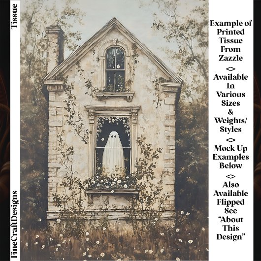 Ghost in the Window, Haunted House DZ7L Decoupage  Tissuepapier