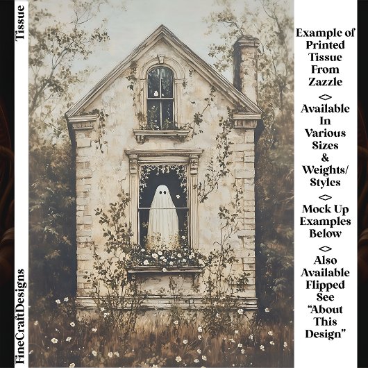 Ghost in the Window, Haunted House DZ7R Decoupage  Tissuepapier